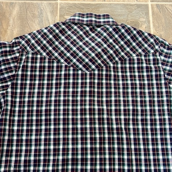 Wrangler Vintage Pearl Snap Short Sleeve Western Shirt Size M Plaid Mens - Picture 8 of 9